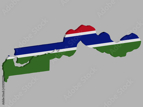 3D Gambia Map Flag Vector illustration eps 10