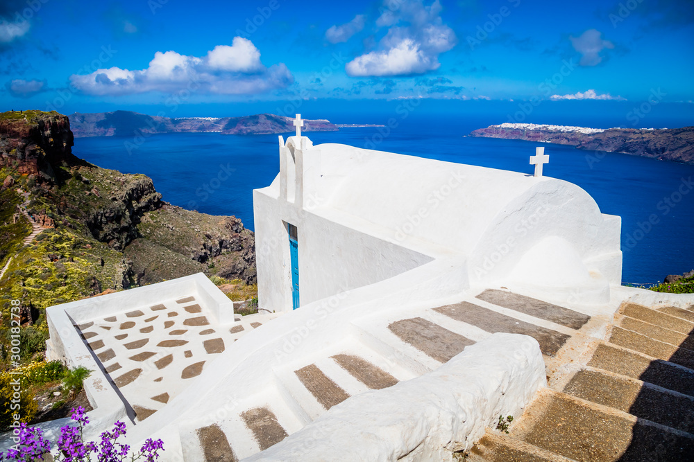Obraz premium Traditional churches of Santorini, Cyclade island, Greece