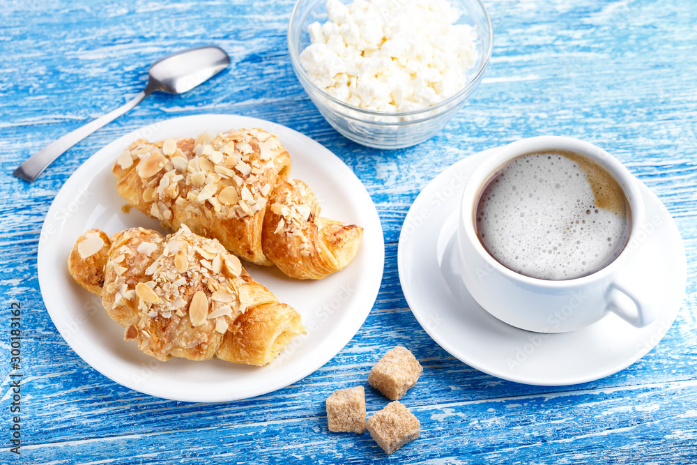 breakfast croissant and coffee breakfast croissant and coffee