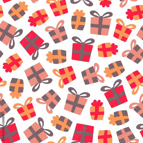 Cheerful gift pattern on white background