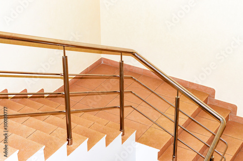 Fragment of stairs in an office building. View from above.