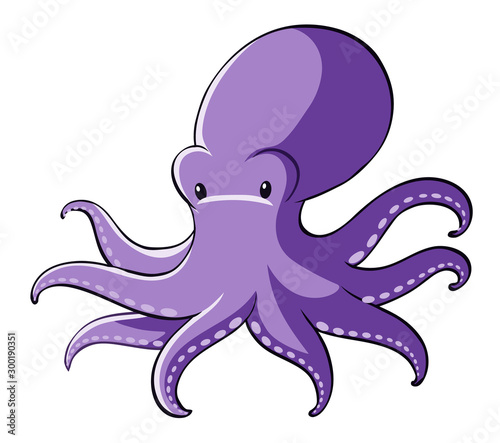 Purple octopus on white background