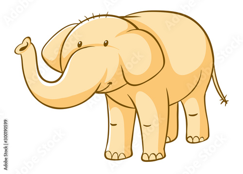 Yellow elephant on white background