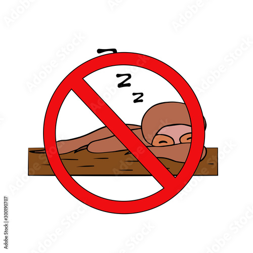sloth no laziness. do not sleep. isolated vector illustration
