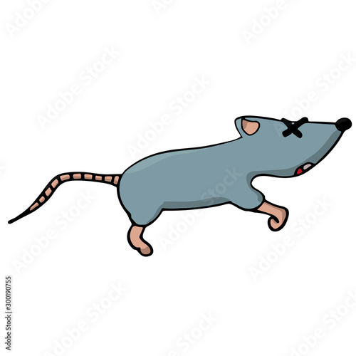 little dead mouse. rodent control. isolated cartoon vector illustration