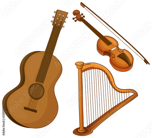 Isolated set of instruments on white background