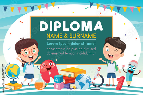 Preschool Elementary School Kids Diploma Certificate