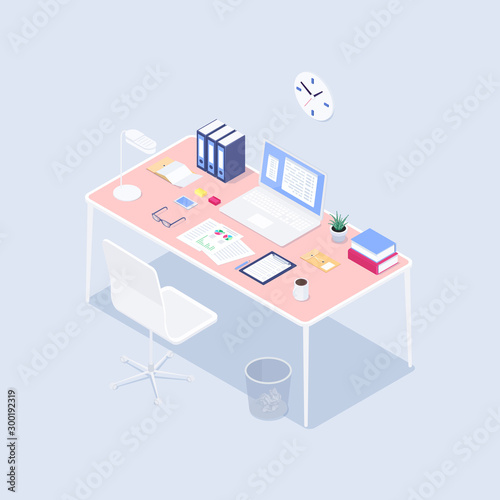 Isometric concept workplace.