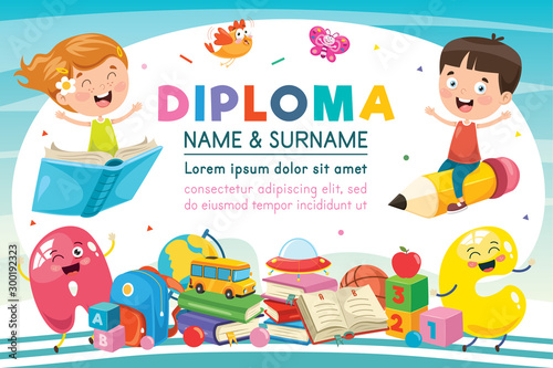 Preschool Elementary School Kids Diploma Certificate