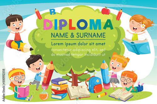 Preschool Elementary School Kids Diploma Certificate