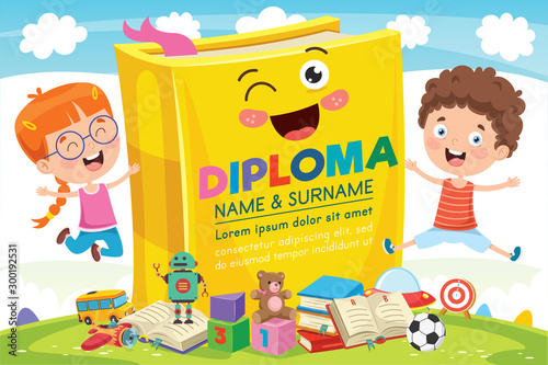 Preschool Elementary School Kids Diploma Certificate