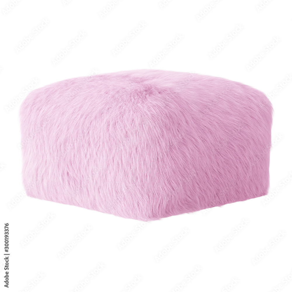 Beautiful soft pink pouf made of wool on an isolated background.3d rendering Beautiful soft pink pouf made of wool on an isolated background.3d rendering