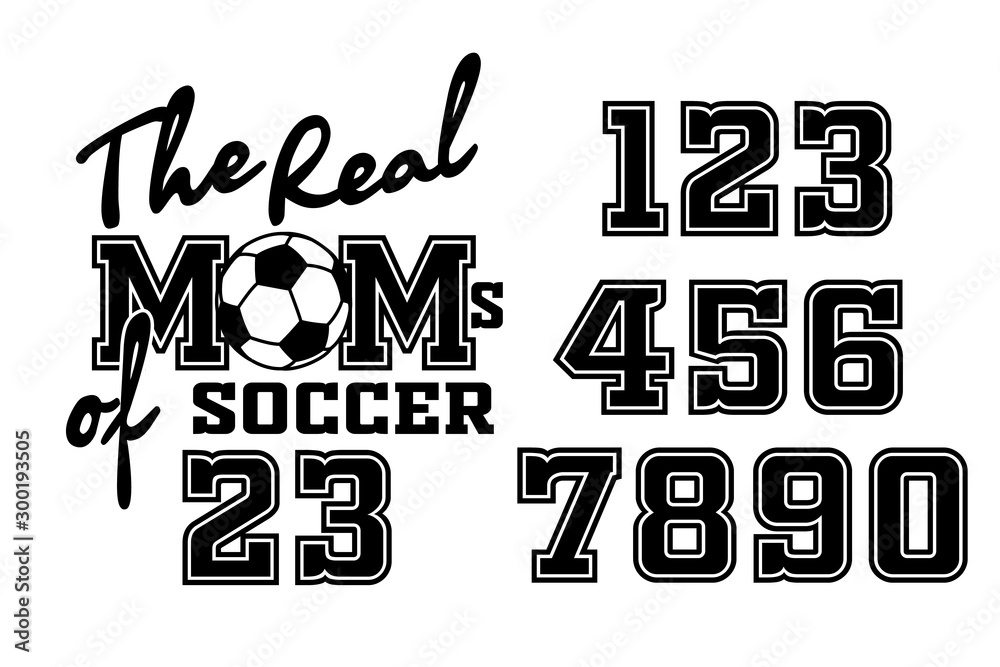 Fototapeta premium The Real Moms of Soccer. Soccer family design. Sports decor. Image on a transparent background.
