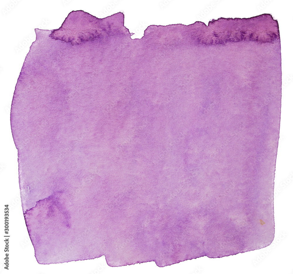 Obraz premium watercolor purple stain on a white background isolated. drawn by brush on paper with water. dried watercolor paint element.