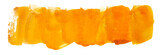 Orange watercolor yellow stain on a white background isolated. drawn by brush on paper with water. dried watercolor paint element.