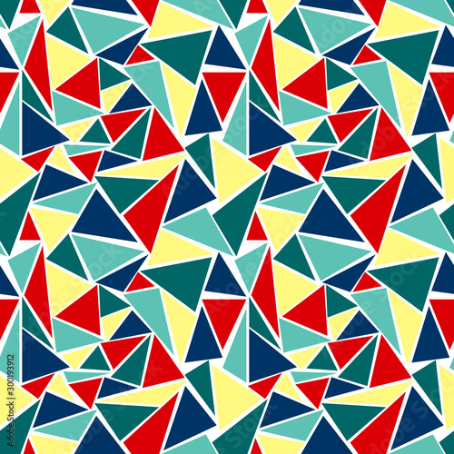 Abstract seamless pattern with graphyc elements - triangles.  Avant-garde collage style. Geometric wallpaper for business brochure,  cover design. photo