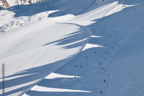 Dolomites, Italy - mountain Marmolada, Mountain skiing and snowboarding. © Irina Sen