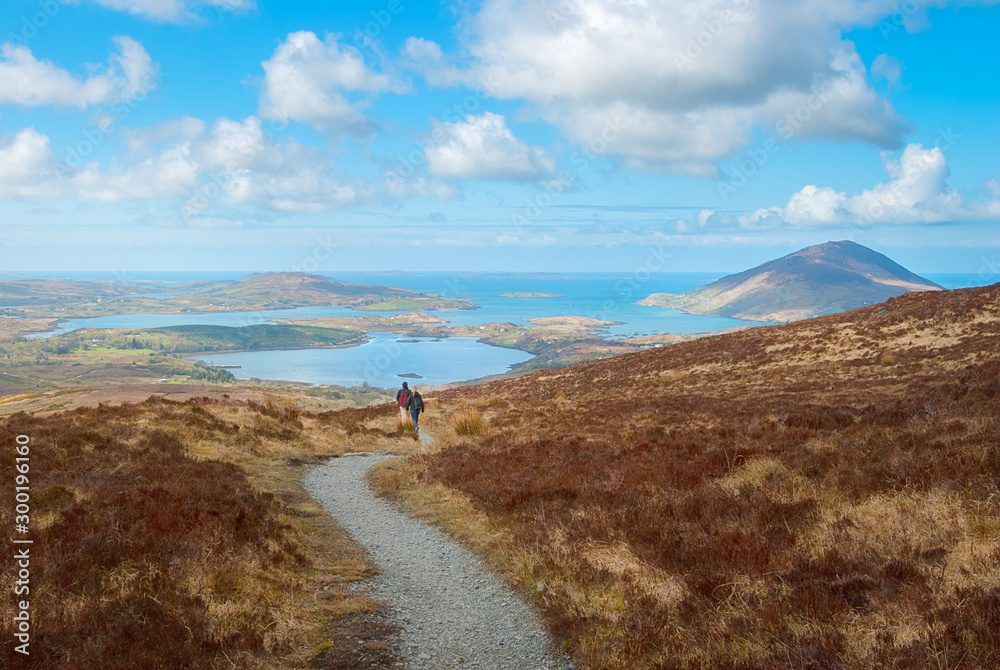 Hiking trail at the top of Diamond Hill in Connemara National Park, Ireland
