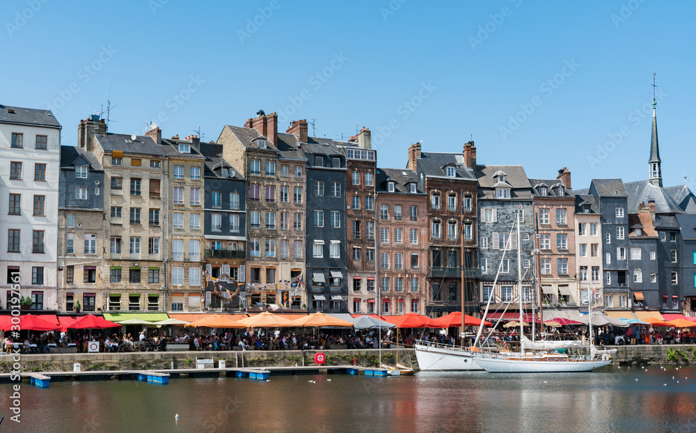 fishing boats in the old part and Vieux Bassin district of Honfleur