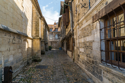 Fototapeta Naklejka Na Ścianę i Meble -  the historic Rue de Prison street in the Vieux Bassin neighborhood of Honfleur