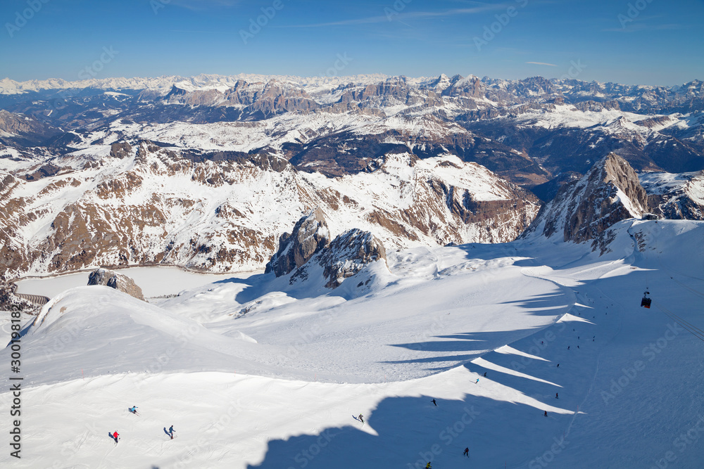 Dolomites, Italy - mountain Marmolada, Mountain skiing and snowboarding