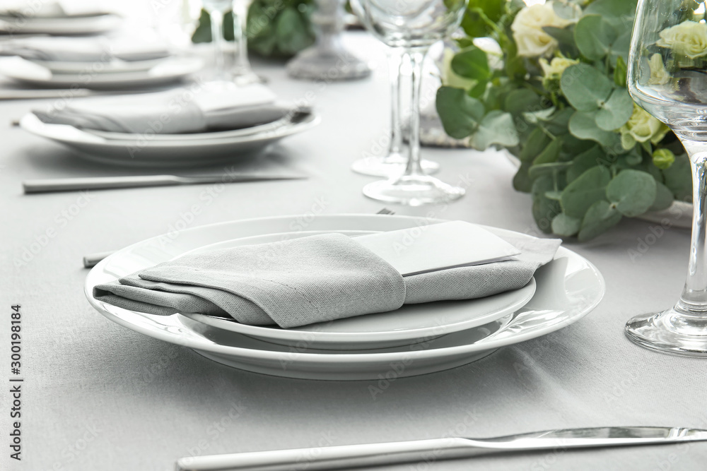 Beautiful table setting with floral decor Beautiful table setting with floral decor