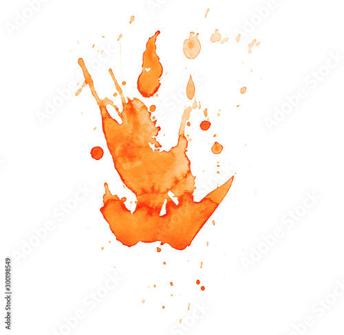 Colorful abstract watercolor texture stain with splashes and spatters.