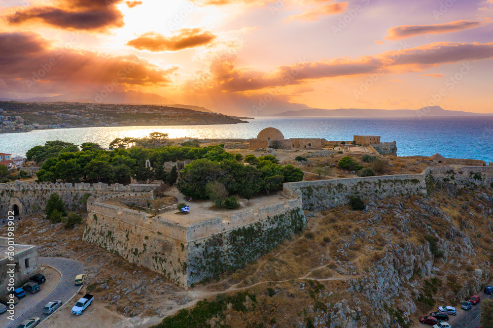 Fototapeta premium Rethimno city with the fortress of Fortezza, Crete, Greece.