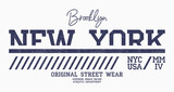 New York athletic t-shirt design. Brooklyn slogan typography for t shirt. Athletic apparel print with grunge. Vector illustration.