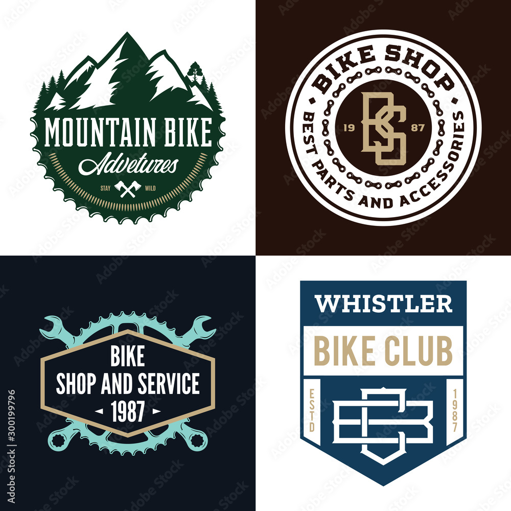 Bike shop, club, bicycle service, mountain biking logo