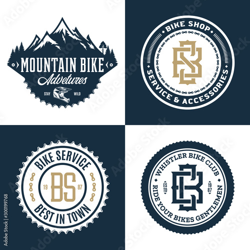 Bike shop, club, bicycle service, mountain biking logo photo