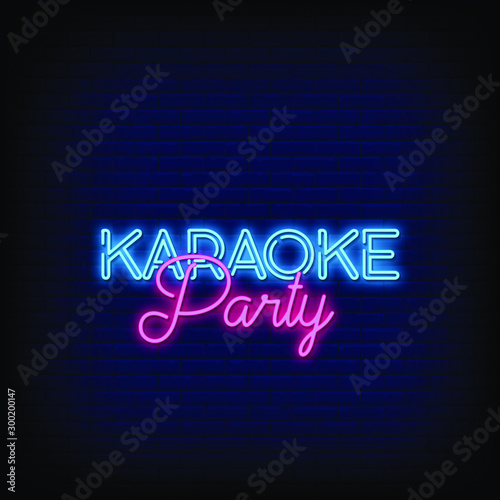 Karaoke Party Neon Signs Style Text Vector