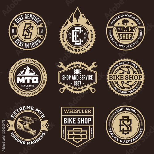 Bike shop, bicycle service, mountain biking logo