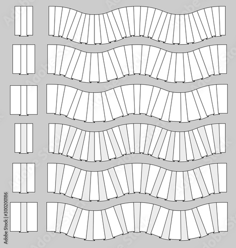 box pleats trim fashion pattern brush element set vector