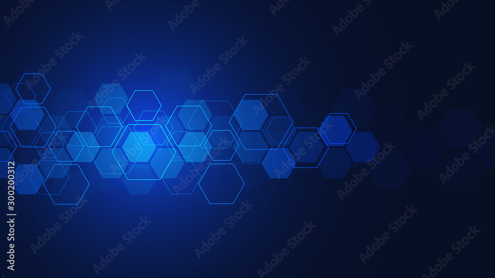Vector hexagons pattern. Geometric abstract background with simple hexagonal elements. Medical, technology or science design.