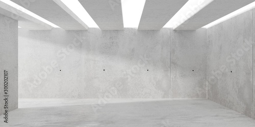Abstract empty, modern concrete room with skylight from ceiling wall - industrial interior background template, 3D illustration © Shawn Hempel