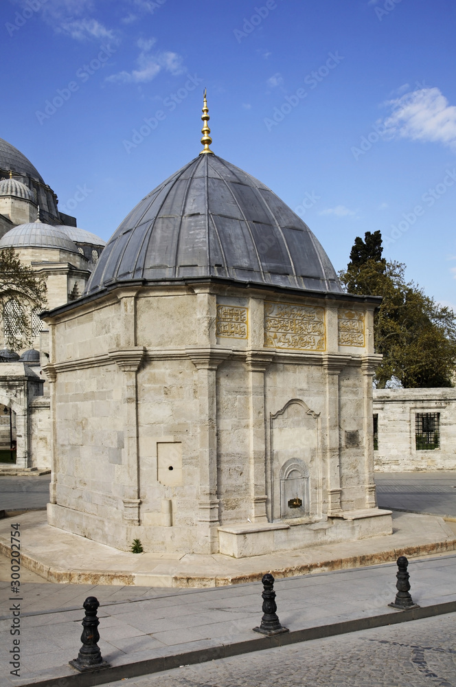 Obraz premium Fountain near Suleymaniye Mosque in Istanbul. Turkey