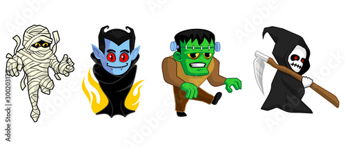 Set of Halloween characters, very suitable for party decoration and sticker