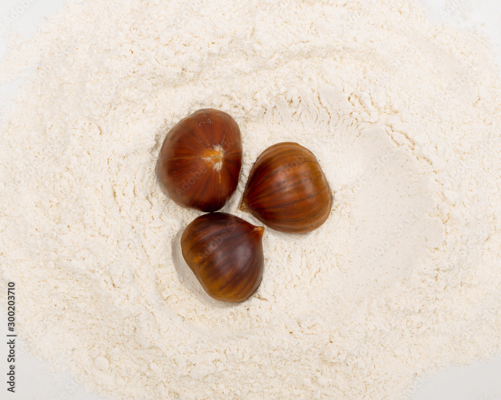 Chestnut Flour with Edible Sweet Chestnuts, Christmas Food