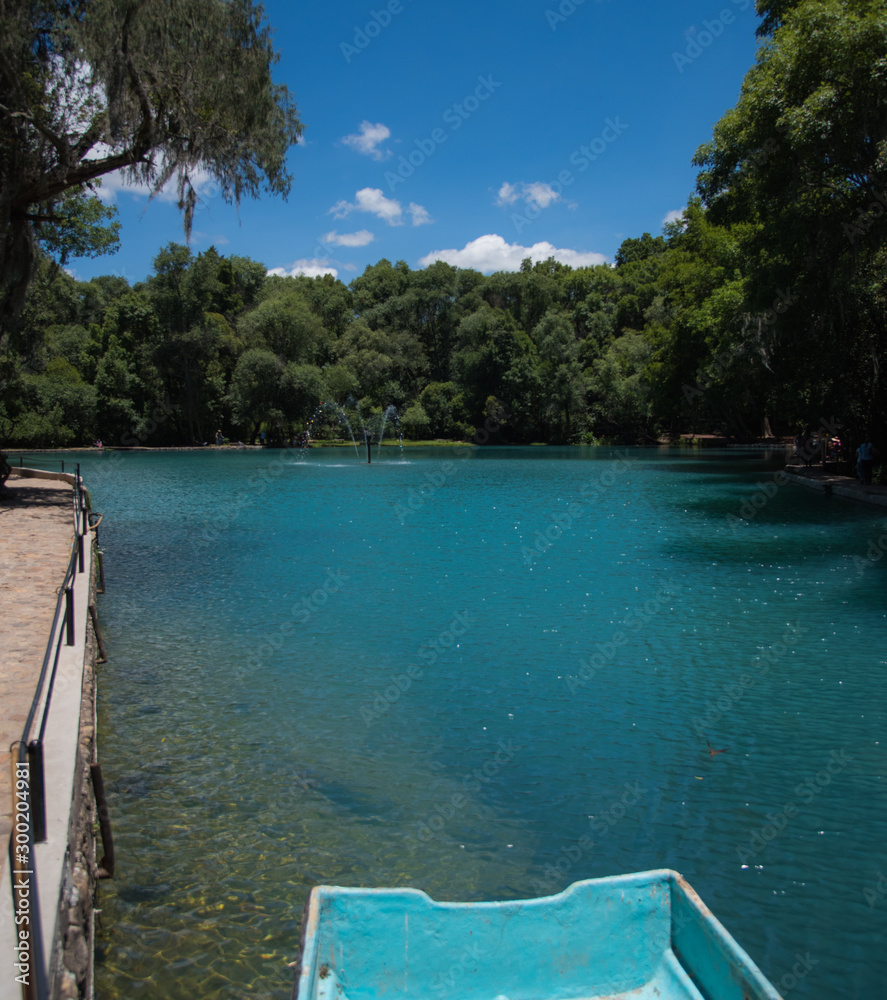 Huasca de Ocampo, Hidalgo / Mexico - Jun 2018 Trout Park ,Ecotourism Center that has a Piscicola center, trout fishing, artificial lake for boating, playgrounds, restaurants.