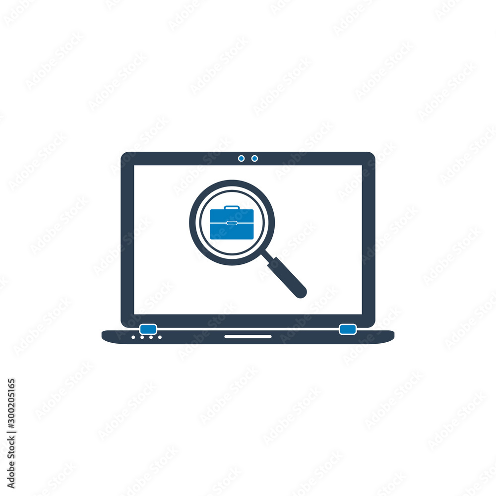 Online Job Search Job Icon. Flat Style vector EPS. Online Job Search Job Icon. Flat Style vector EPS.