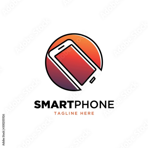 Smartphone logo design template.Phone technology symbol