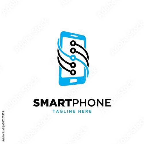 Smartphone logo design template.Phone technology symbol
