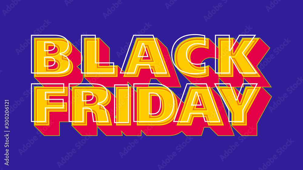 Banner with a bright inscription Black Friday on a blue background, neon style. Vector illustration Banner with a bright inscription Black Friday on a blue background, neon style. Vector illustration