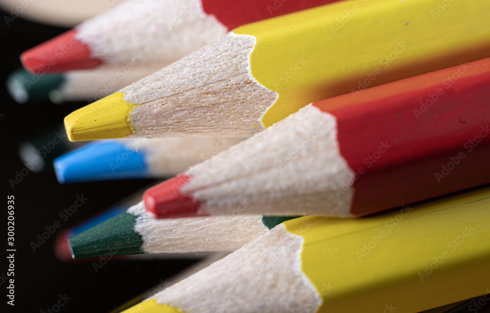 Obraz premium Colored pencils. Macro. Cool shades. A very large pencil lead.