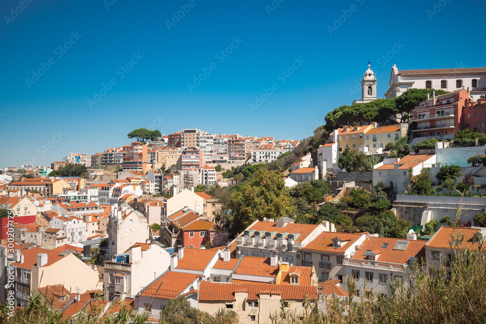 Lisbon cityscape aerial view panorama