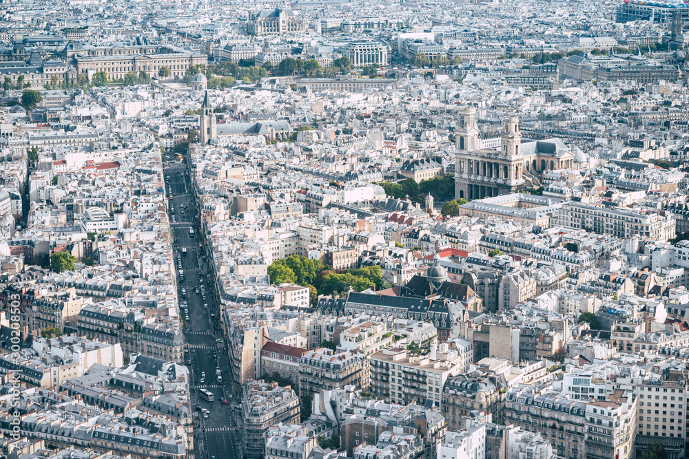 Paris skyline aerial panorama
