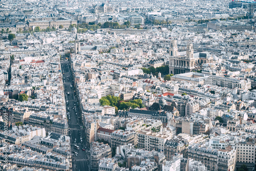 Paris skyline aerial panorama