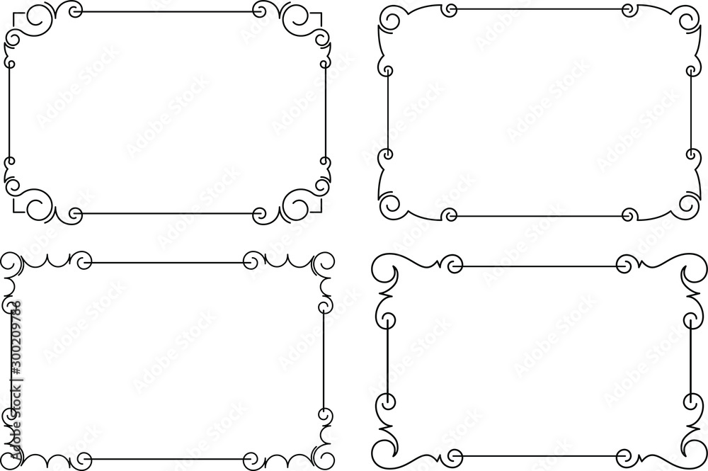 Fototapeta premium Set of 4 black vector frames for your design