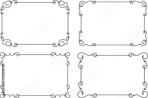 Set of 4 black vector frames for your design